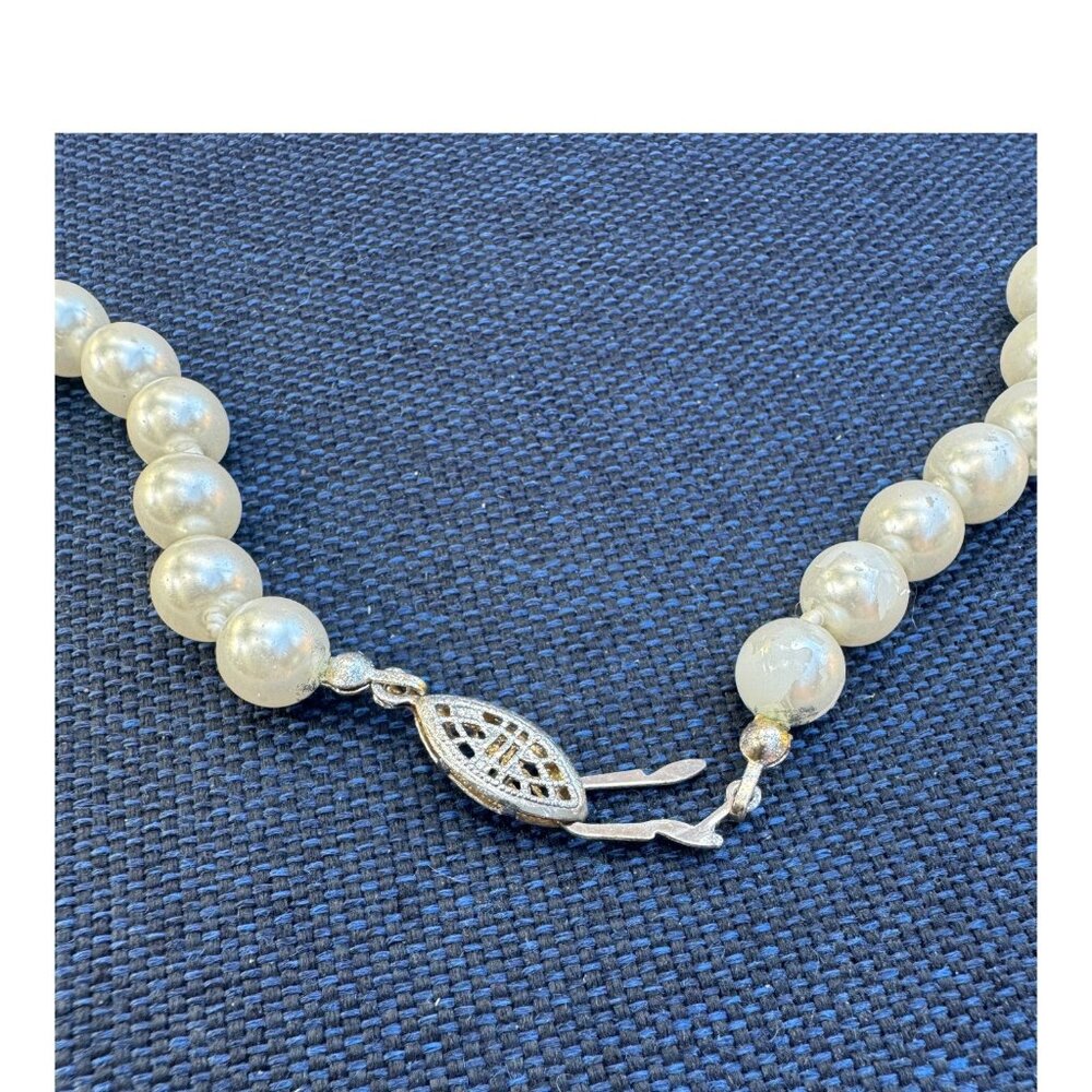 Vintage Bridal Jewelry Knotted Pearl Necklace Mother of the Bride Wedding Jewels - Picture 3 of 7